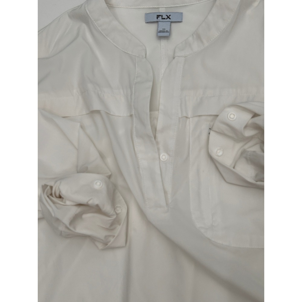 FLX Womens FLX Woven Popover Top Size XS Long Sleeve Utility Casual - Picture 6 of 10